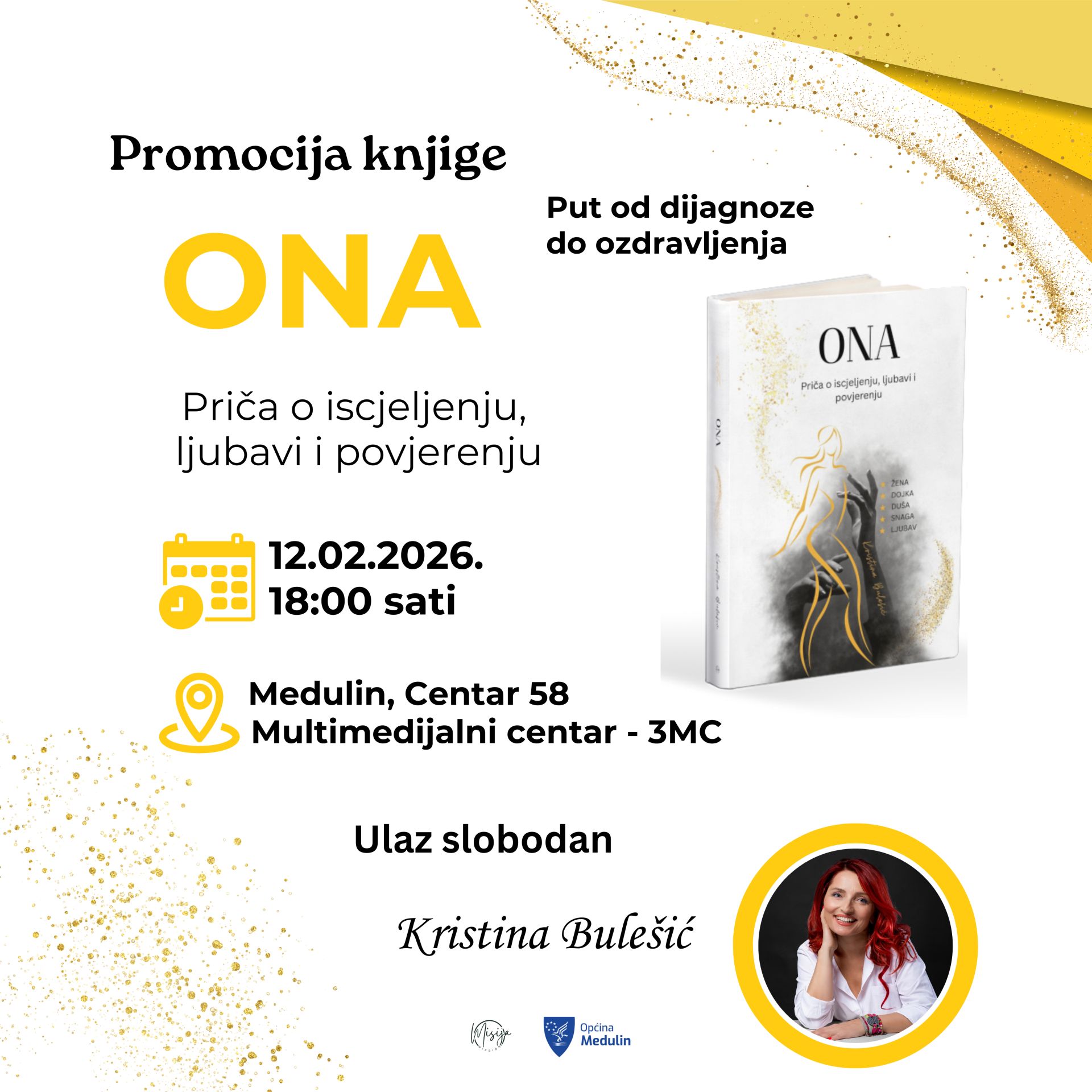 U Multimedijalnom centru 12. veljače predstavljanje knjige „ONA“ autorice Kristine Bulešić